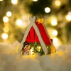 Casuță de Crăciun din lemn cu led - 2 tipuri - 6,9x8,9x6 cm - 12buc/