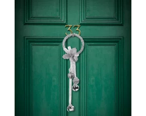 Clopoței chinezești, ornament de Crăciun pentru ușă - metal, argintii