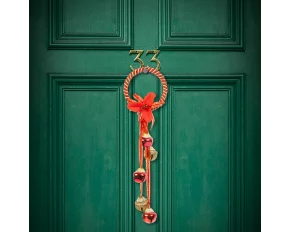 Clopoței chinezești, ornament de Crăciun pentru ușă - metal, roșii