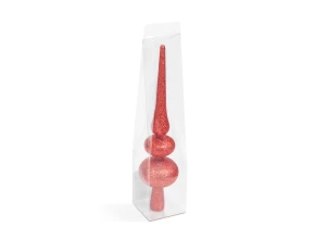 Decor vârf de brad de Crăciun - roșu strălucitor - 30 x 7 cm