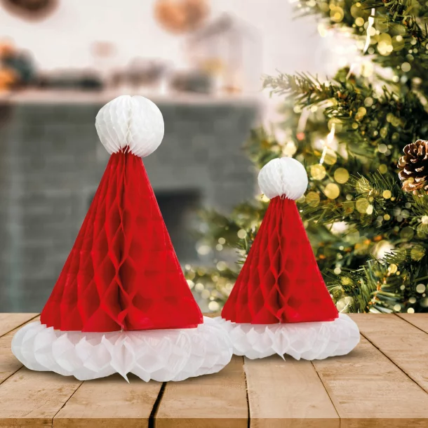 Decorațiune de brad - Căciulă de Moș Crăciun - 3D, hârtie