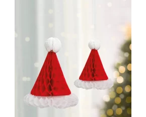 Decorațiune de brad - Căciulă de Moș Crăciun - 3D, hârtie