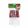 Decorațiune de Crăciun pentru sticle - elf - căciulă cu carouri roșii - poliester - 40 x 12 cm