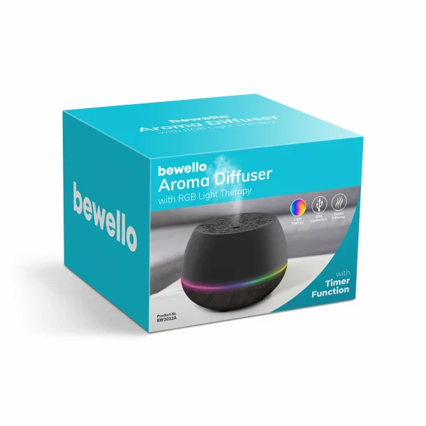 Difuzor de aroma-fototerapie - negru - 160 ml BEWELLO