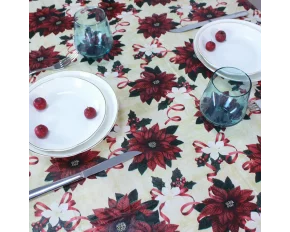 Față de masă de Crăciun - model vâsc - flanel - 132 x 178 cm