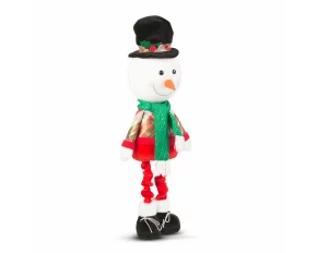 Figurină textilă de Crăciun - cu picioare telescopice - 95 x 25 x 20 cm - om de zăpadă