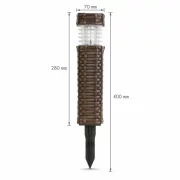 Lampă solară - efect ratan, maro - alb rece - 7 x 7 x 28 (+12) cm
