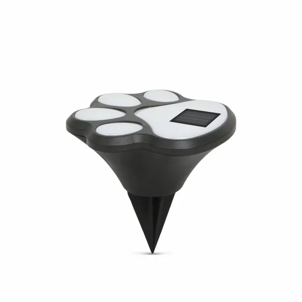 Lampă solară LED - model amprentă de câine - plastic negru