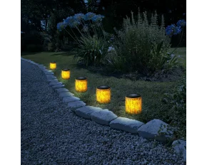 Lampă solară LED - model trunchi de copac - alb cald - 10 x 11 cm