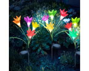 Lampă solară model floare - LED RGB - 75 cm - 2 buc. /pachet