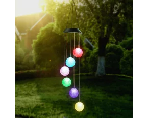 Lampă solară suspendată - sfere de cristal - cu LED RGB - 78 x 12,5 cm