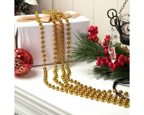 Mărgele decorative pentru brad - aurii - 3,6 m