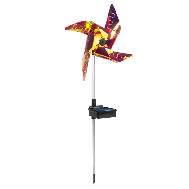 Mini - turbină eoliană solară LED - color, detașabilă - aluminiu, plastic - 75 x 23 x 23 cm