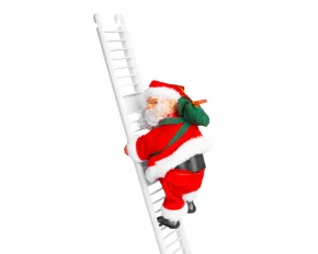 Moș Crăciun pe scară - 20 x 10 cm - cu melodii