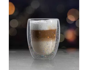 Pahar cu pereți dubli - 350 ml - pentru petreceri - cu sclipici