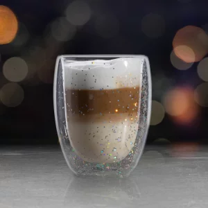 Pahar cu pereți dubli - 350 ml - pentru petreceri - cu sclipici