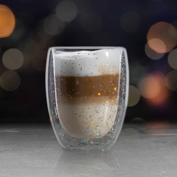 Pahar cu pereți dubli - 350 ml - pentru petreceri - cu sclipici