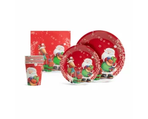 Set de masă, cu motive de Crăciun - 12 farfurii, 6 pahare, 20 șervețele