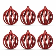 Set decor brad - globuri roșii strălucitoare - 7 cm - 6 buc/pachet