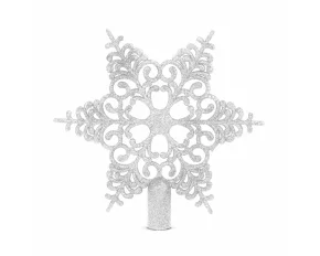 Vârf de brad - stea - 20 x 20 cm - argintie