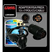 Adaptor fisa priza remorca 13-7 poli cu cablu 40cm