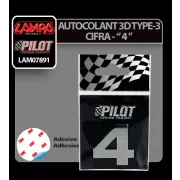 Autocolant 3D crom Type-3 (28mm) cifra - &quot; 4 &quot;