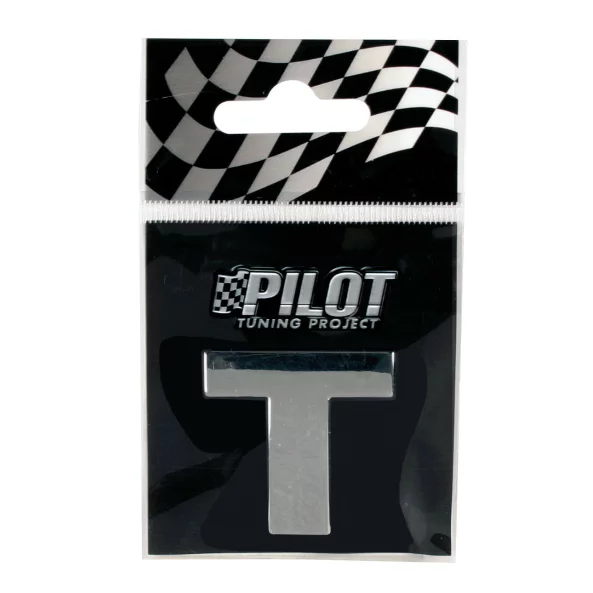Autocolant 3D crom Type-3 (28mm) litera - T