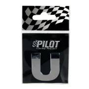 Autocolant 3D crom Type-3 (28mm) litera - U