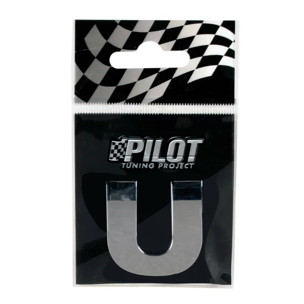 Autocolant 3D crom Type-3 (28mm) litera - U