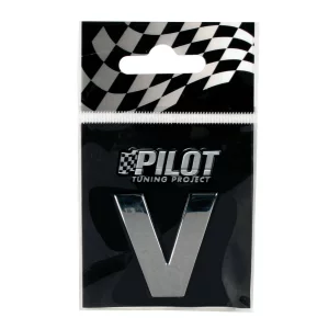Autocolant 3D crom Type-3 (28mm) litera - V
