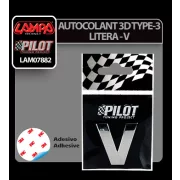 Autocolant 3D crom Type-3 (28mm) litera - V
