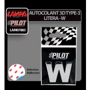 Autocolant 3D crom Type-3 (28mm) litera - W