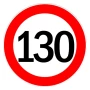 Autocolant limitator viteza 130km/h - Ø13cm