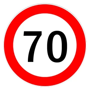 Autocolant limitator viteza 70km/h - Ø18cm