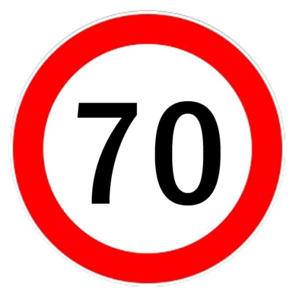 Autocolant limitator viteza 70km/h - Ø18cm