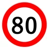 Autocolant limitator viteza 80km/h - Ø18cm
