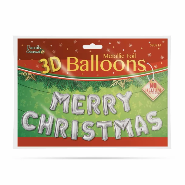 Balon de Crăciun &quot;Merry Christmas” - argintiu