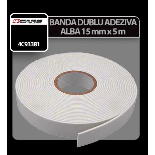 Banda dublu adeziva alba 4Cars - 15mmx5m