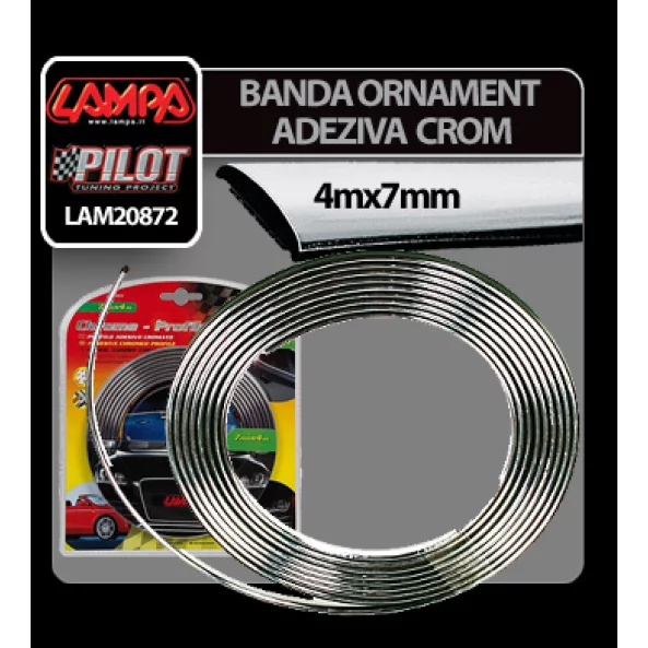 Banda ornament crom adeziva - 4m x 7mm