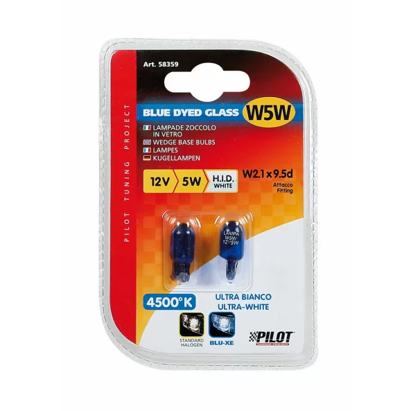 Bec Blu-Xe 5W 12V pozitie cap sticla W2,1x9,5d 2buc