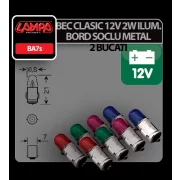 Bec clasic 2W 12V iluminat bord soclu metal BA7s 2buc - Violet
