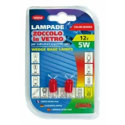 Bec clasic 5W 12V pozitie cap sticla W2,1x9,5d 2buc - Rosu