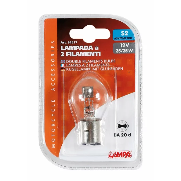 Bec halogen 12V - S2 - 35/35W soclu metal asimetric BA20d 1buc Lampa