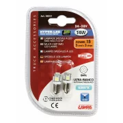 Bec Hyper-Led15 - 5SMD 24/28V T4W soclu metal BA9s 2buc - Alb