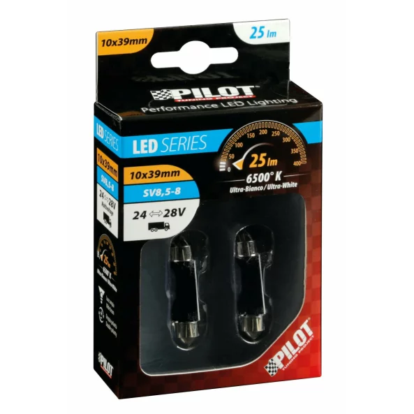 Bec Hyper-Led9 - 3SMD 24/28V sofit 10x39mm soclu SV8,5-8 2buc - Alb