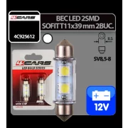 Bec Led - 2SMD 12V sofit T11x39mm soclu SV8,5-8 2buc - Alb