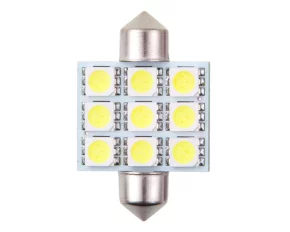 Bec led - 9SMD 12V sofit T11x36mm soclu SV8,5-8 2buc - Alb