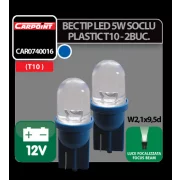 Bec tip LED 12V 5W soclu plastic T10 W2,1X9,5d 2buc Carpoint - Albastru focalizat