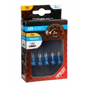 Bec tip LED 12V iluminat bord soclu pl. T5 W2x4,6d 5buc - Albast