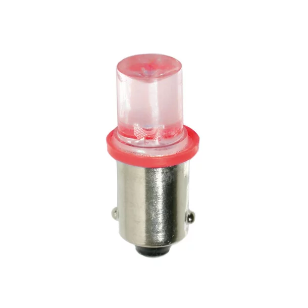 Bec tip LED 24V poz semn bord soclu metal T4W BA9s 2buc - Rosu